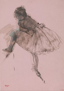 バレエ ダンサーのレクトの習作、ダンサーの 2 つの習作 verso、ca. 1873年。 作： Edgar Degas
