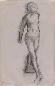 ヌードダンサーの習作、1878〜79年頃（紙に木炭と黒のマーカー） 作： Edgar Degas