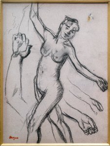 ある女性の習作。1878年、紙に木炭。 作： Edgar Degas