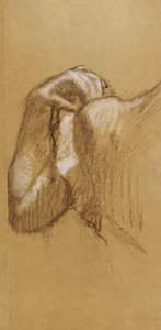 腕の研究、1895-90年頃（茶色がかったトレーシングペーパーに茶色と白のパステルカラー） 作： Edgar Degas
