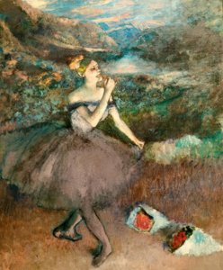 花の花束を持つダンサー 作： Edgar Degas