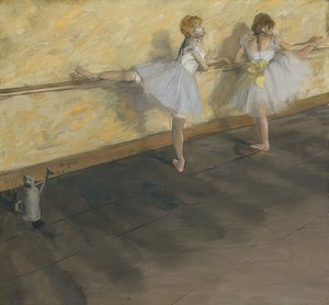 ポールで練習するダンサー。 1877 作： Edgar Degas