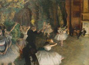 ステージ上のバレエのリハーサル、約。 1874年。 作： Edgar Degas
