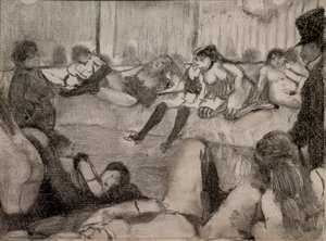 ザ・サロン1879.モノタイプは黒インク、パステルで強調。 作： Edgar Degas