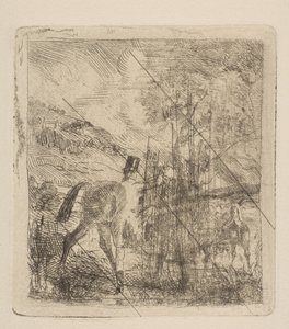 1856年に馬に乗ったスポーツマン。 作： Edgar Degas