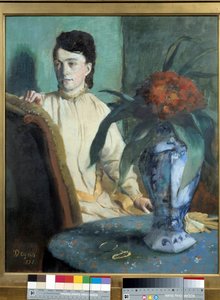 エドガー・ドガ（1834-1917）の「ポチ袋を持つ女」の絵 作： Edgar Degas