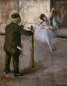 ダンス・レコン（詳細）。1876年頃紙にパステル、厚紙に糊付け。 作： Edgar Degas