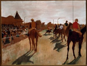 スタンド前でのパレードや競走馬（油彩・キャンバス 作： Edgar Degas