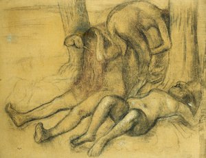 木の下に3人の入浴者。木の下の3人の水浴者、1894年頃 作： Edgar Degas
