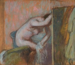 お風呂の後のトワレ、1888年頃（段ボールにパステル） 作： Edgar Degas