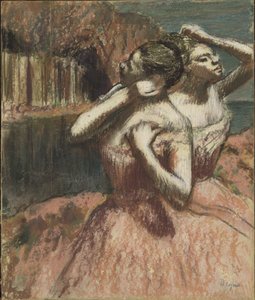 2人のダンサー（段ボールに取り付けられた紙にパステル） 作： Edgar Degas
