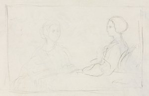 2つの着席女性の対、1856-1860年。 作： Edgar Degas