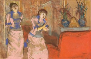 二人の女性、c.1878-80（日焼けした紙に水彩でパステル） 作： Edgar Degas