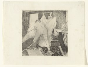 お風呂から上がり、女性からタオルを渡される女性 ラ・ソーティ・デュ・バン 作： Edgar Degas