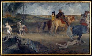 中世の戦争風景 エドガー・ドガ（1834-1917）の絵画 1861年 日。0.85x1.47 m パリ、オルセー美術館 作： Edgar Degas
