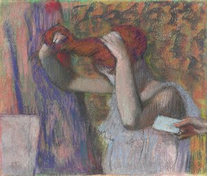 彼女の髪をスタイリングする女性、手紙;髪をとかす手紙、手紙、1888-1892年 作： Edgar Degas