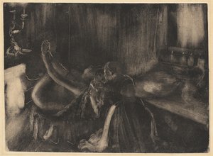 暖炉のそばの女性 作： Edgar Degas
