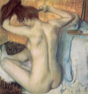髪を梳く女性 1885年頃（パステル画 作： Edgar Degas