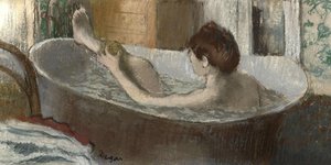 彼女のバスの女性、彼女の足のスポンジング、1883年-1884 作： Edgar Degas