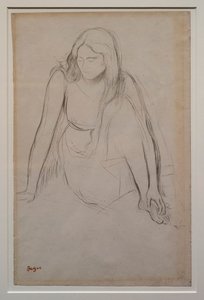 水辺に座る女性1867-1868年頃。ベリン紙に黒の鉛筆。