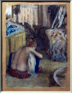 しゃがむ女 モノタイプにパステル画 エドガー・ドガ（1834-1917） 1877年 日0.18x0.14 m パリ、オルセー美術館 作： Edgar Degas