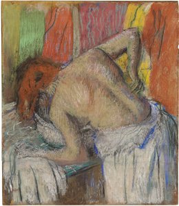 背中を洗う女性、1895年頃（ボードに置かれた結合された紙にパステル） 作： Edgar Degas
