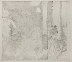 カフェの前の女性たち、夕方、1877年頃（モノタイプ、象牙織物紙） 作： Edgar Degas