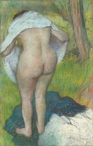 身なりを整える若い女性 作： Edgar Degas