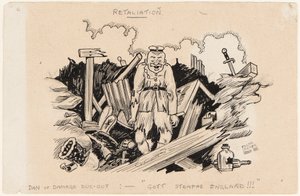 報復、損傷のダンダグアウト：神の罰イギリス!!!、1917 作： Edgar Fryer