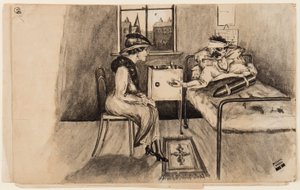 いくつかのシェル！、1917年10月13日（紙にペン、ブラシ、インク） 作： Edgar Fryer
