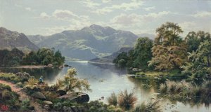 北ウェールズの湖のシーン 作： Edgar Longstaffe