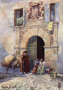 スペイン北部：レオン、古い宮殿の出入り口（カラーリソ） 作： Edgar T. A. Wigram