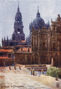 スペイン北部：サンティアゴ・デ・コンポステーラ、北東からの大聖堂（カラーリソ） 作： Edgar T. A. Wigram