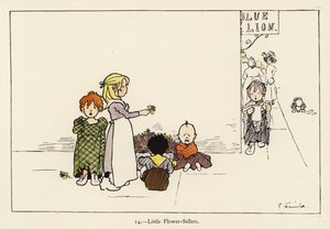 リトル・フラワー・セラーズ（カラーリトグラフ 作： Edith Farmiloe