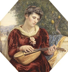 Touching the Strings、1886（鉛筆、トイレ、ボディカラー、アラビア語のガムをスクラッチアウトして） 作： Edith Martineau