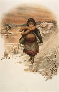 ユリの住む場所、1889年からのイラスト、雪道の女の子 作： Edith S. Berkeley