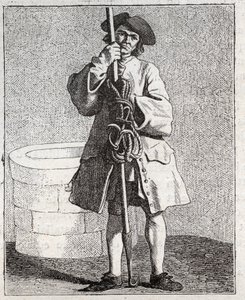 井戸の掃除人-Pepetit metier de Paris（低俗な人々、またはパリの叫びから取った研究）- Edme Bouchardon (1698-1762)のエングレービング 作： Edmé Bouchardon
