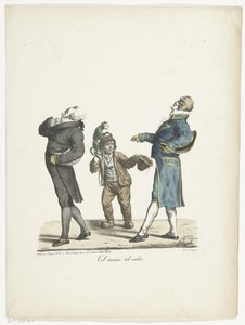 物乞いをしている少年の前を高慢に通り過ぎる男と召使い Tel maître, tel valet (オブジェクトのタイトル) 作： Edme Jean Pigal