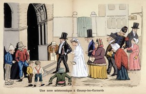 ラヴラートによるフランス社会を描いた漫画：クッシー・レ・コルナールでの貴族の結婚式。1880
