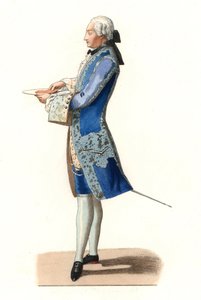 ジャルナック伯爵シャルル・ロザリー・ド・ロハン・シャボ（1740-1813）、オリヴィエによる1777年の絵画の後 - 「Costumes historiques des 16e」のエドモン・ルシュヴァリエ＝シュヴィニャール（1825-1902）によるイラストからのリトグラフ。 作： Edmond Lechevallier Chevignard