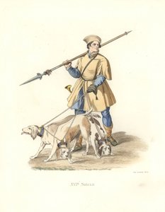 フランシス1世のもとで猟犬のヴァレットを務める 作： Edmond Lechevallier Chevignard