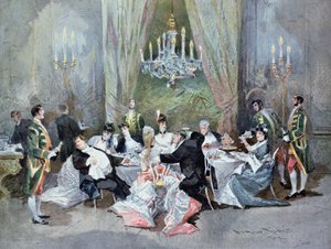 1872年にパレロイヤルで行われたアンリメイアック（1830-97）とルドビックハーレヴィ（1834-1908）による「ルレヴァイヨン」の第2幕、シーン10 作： Edmond Morin