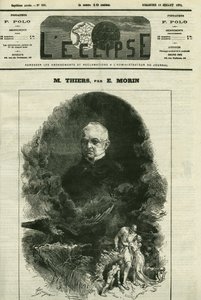 フランスの政治家、アドルフ・ティエール（1797-1877）の肖像。表紙はE.モランの「L
