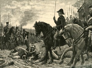 ウォータールーの戦い後のウェリントンとブルーチャーの出会い、1815年1890年。 作： Edmund Blair Leighton