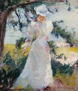 庭にいる私の妻、エメリン 作： Edmund Charles Tarbell