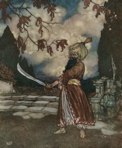 青い髭：髭が黒すぎて青く見える恐ろしい青髭 1910年頃（リトグラフ） 作： Edmund Dulac