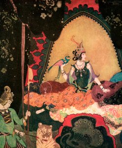 鳥を抱くレイラ by エドマンド・デュラック 作： Edmund Dulac