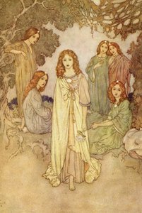 ニンフたち、『楽園の園』より 作： Edmund Dulac