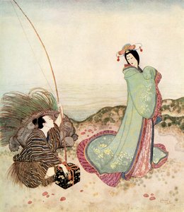 エドマンド・デュラックの『フェアリー・ブック』に収録されている日本の童話『浦島太郎物語』の挿絵：連合国童話集』1916年刊より 作： Edmund Dulac