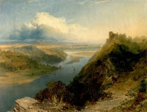 アランデル城、ウエストサセックス、およびストリーム、1855 作： Edmund John Niemann
